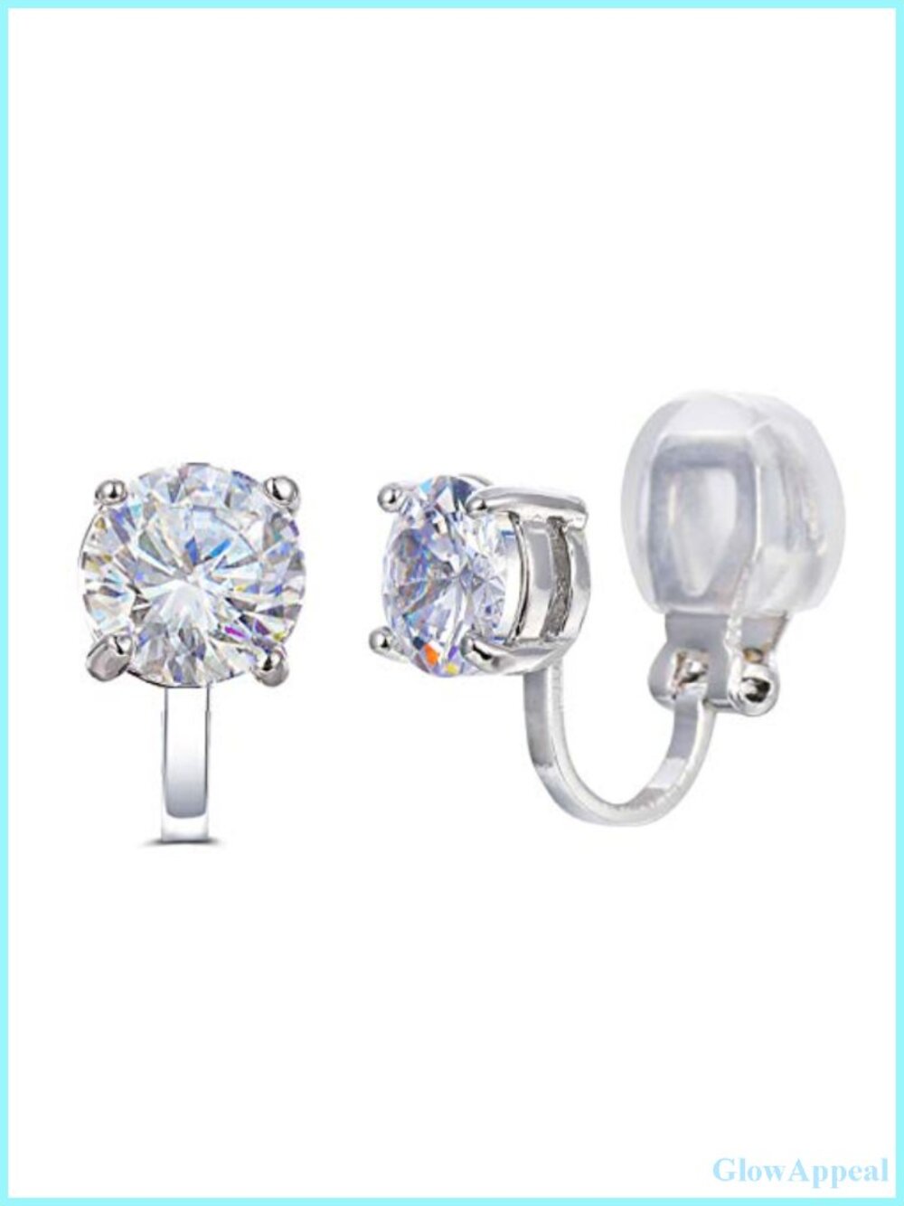 Clip On Earrings CZ Cubic Zirconia Studs Non Pierced Women Jewelry